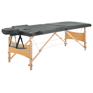 vidaXL Mesa massagens c/ 2 zonas estrutura madeira 186x68 cm antracite