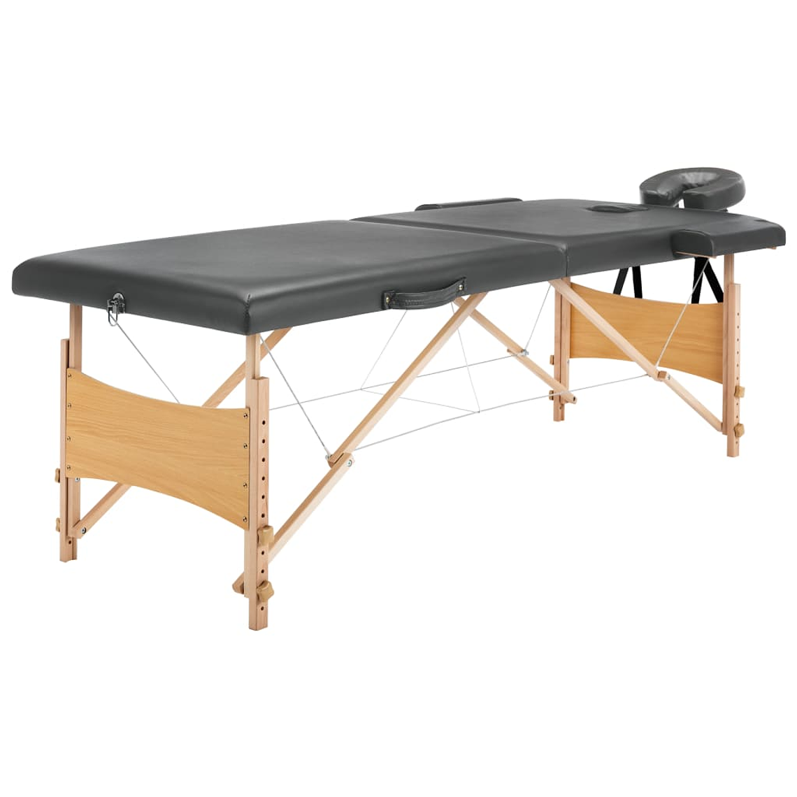 vidaXL Mesa massagens c/ 2 zonas estrutura madeira 186x68 cm antracite 2