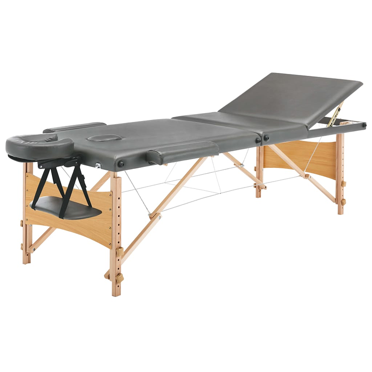 vidaXL Mesa massagens c/ 3 zonas estrutura madeira 186x68cm antracite 1