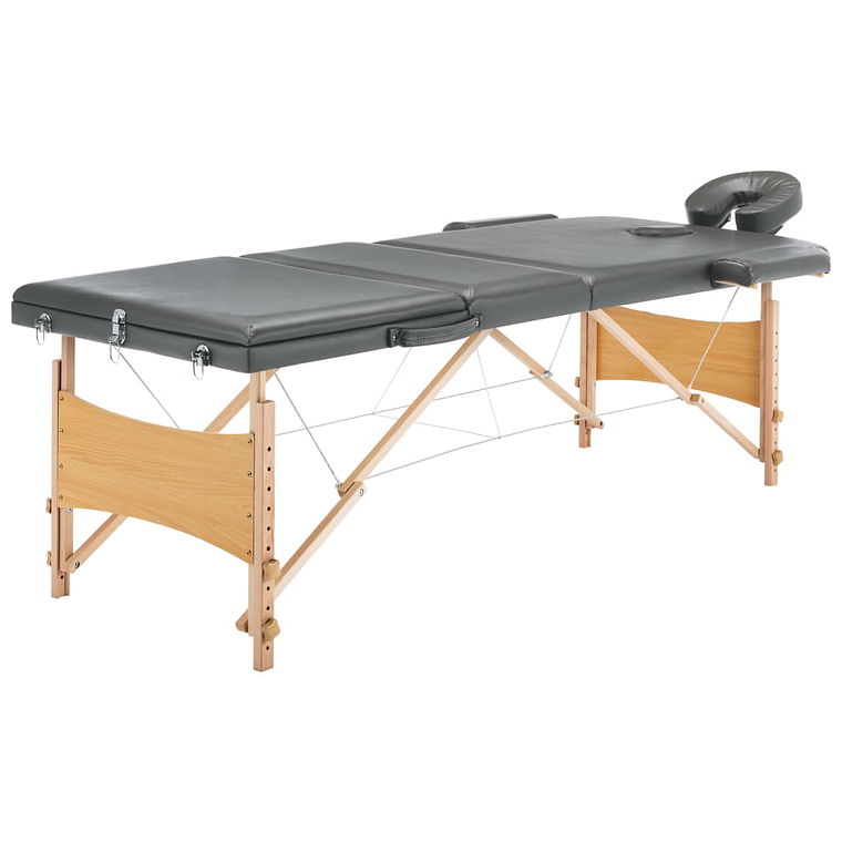 vidaXL Mesa massagens c/ 3 zonas estrutura madeira 186x68cm antracite 2