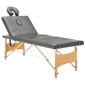 vidaXL Mesa massagens c/ 4 zonas estrutura madeira 186x68cm antracite