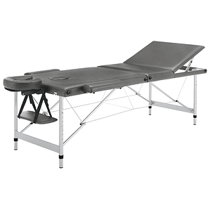 vidaXL Mesa massagens c/ 3 zonas estrutura alumínio 186x68cm antracite