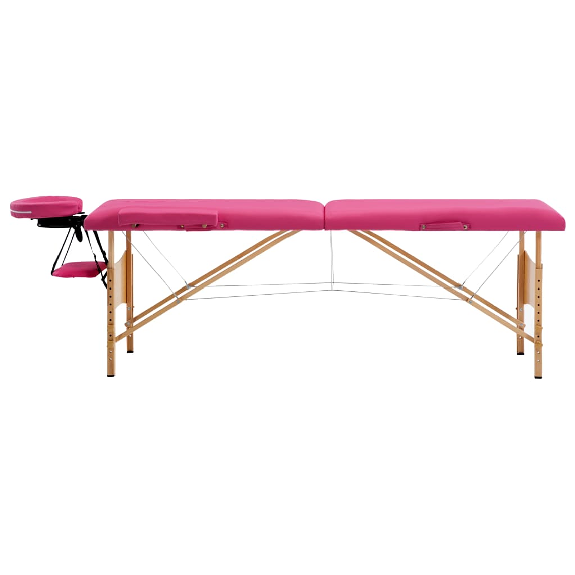 vidaXL Mesa de massagens dobrável 2 zonas madeira rosa 1