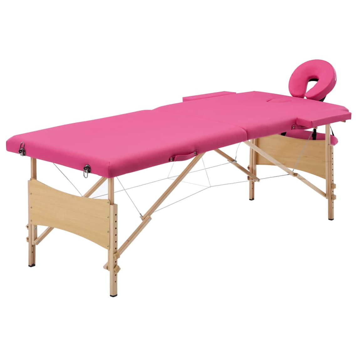 vidaXL Mesa de massagens dobrável 2 zonas madeira rosa 2