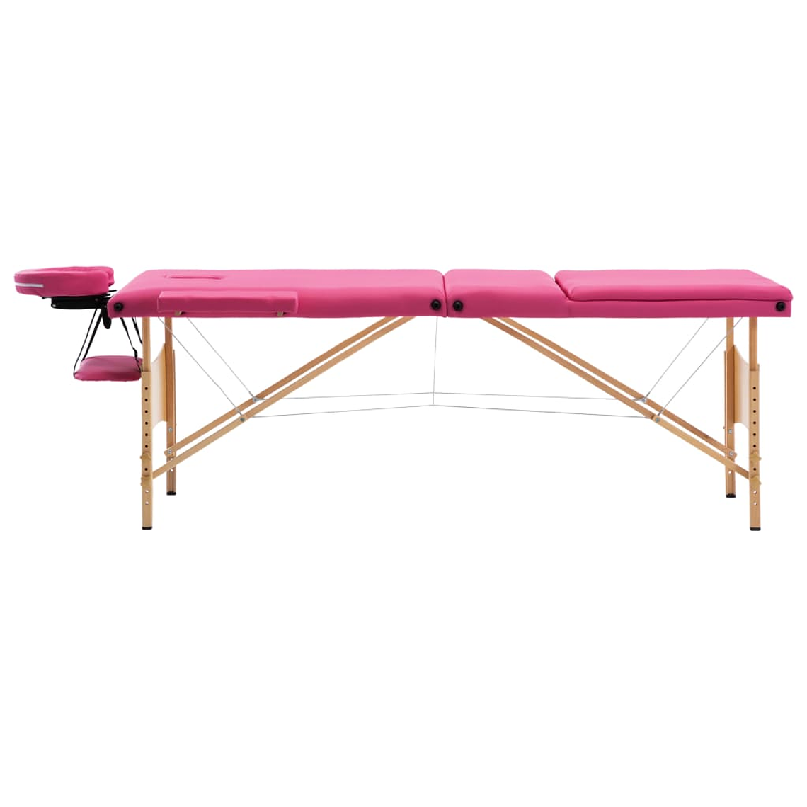 vidaXL Mesa de massagens dobrável 3 zonas madeira rosa 1