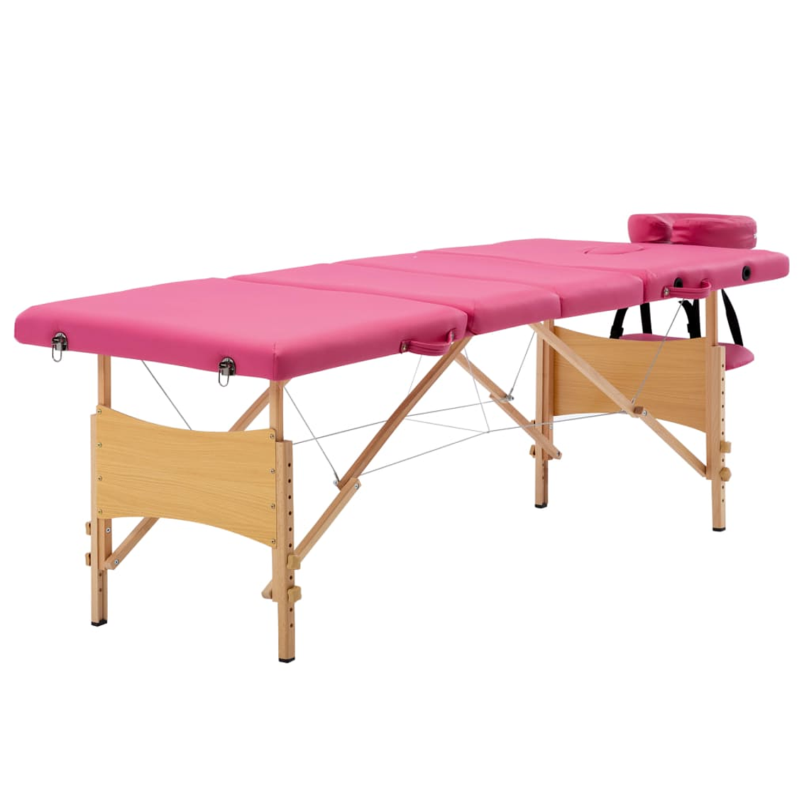 vidaXL Mesa de massagens dobrável 4 zonas madeira rosa 1