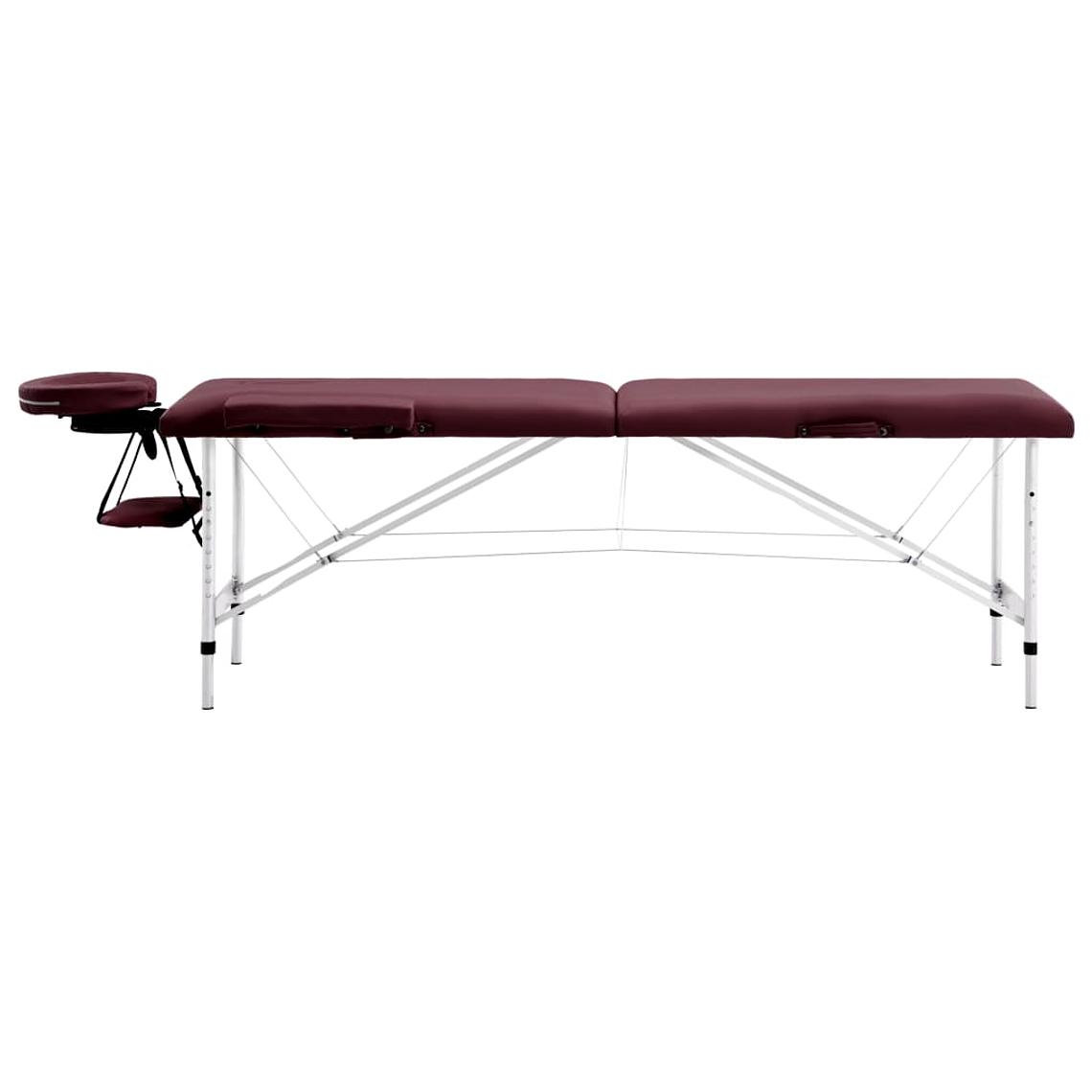 vidaXL Mesa de massagens dobrável 2 zonas alumínio roxo tinto 1