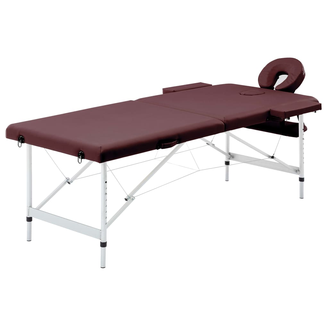 vidaXL Mesa de massagens dobrável 2 zonas alumínio roxo tinto 2