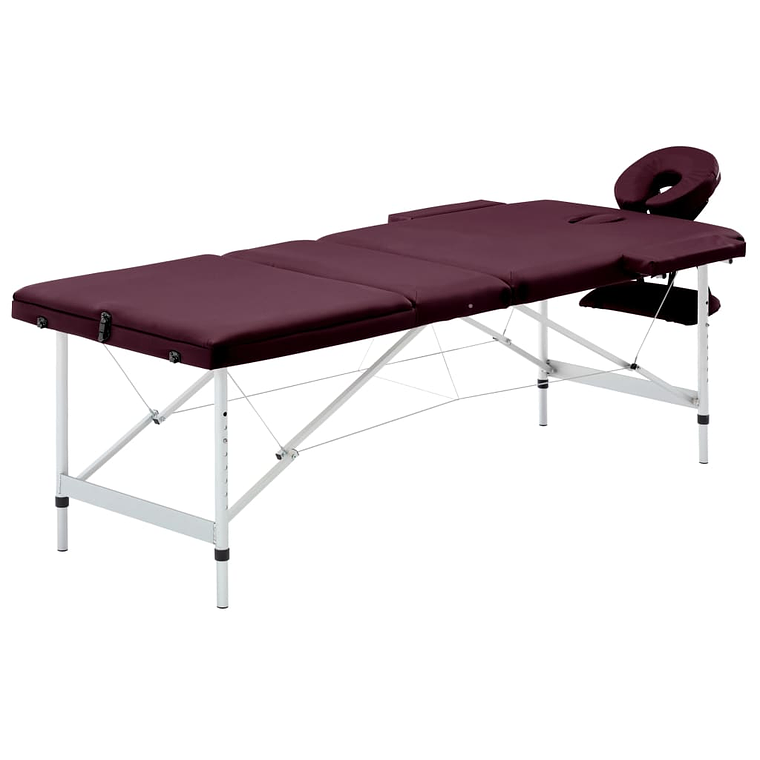 vidaXL Mesa de massagens dobrável 3 zonas alumínio roxo escuro 2