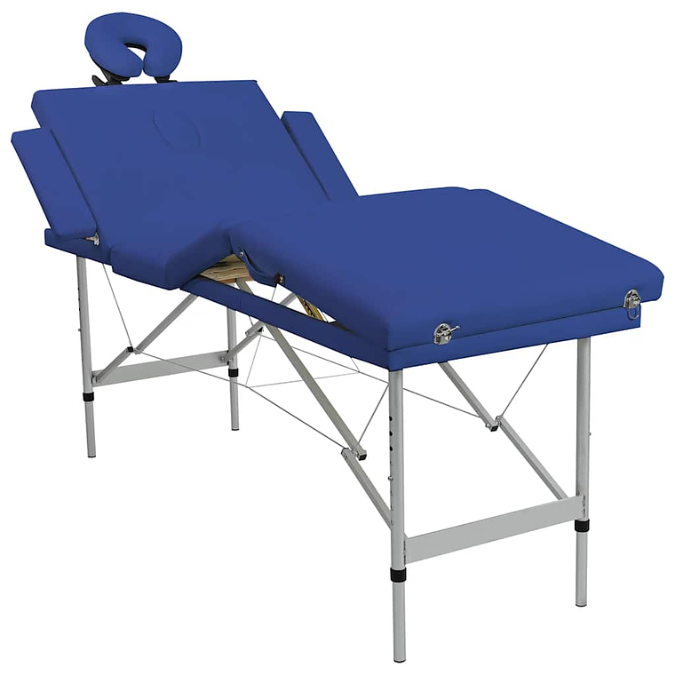 Mesa de massagem, dobrável, em azul, com 4 zonas, estrutura aluminio 2