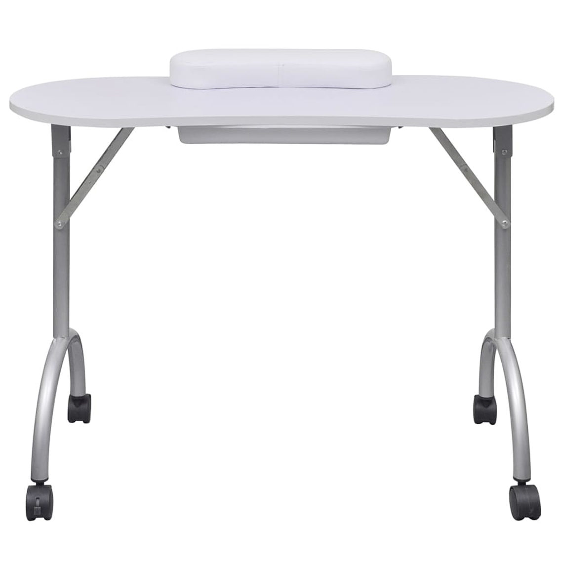 Mesa manicure dobrável com rodas, branca 2