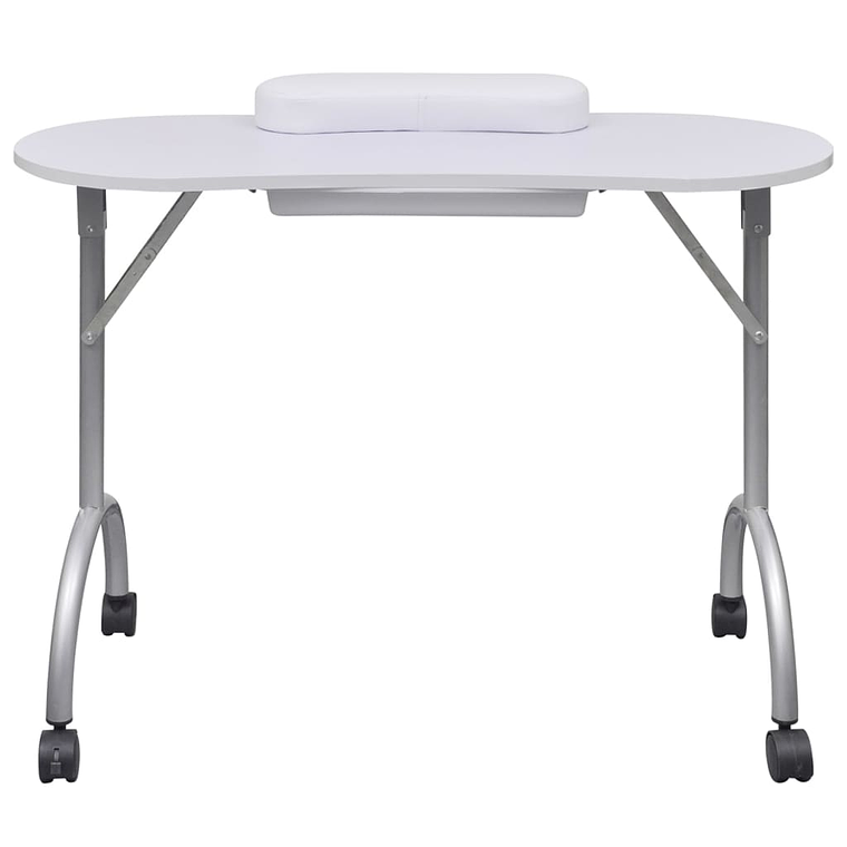 Mesa manicure dobrável com rodas, branca 2
