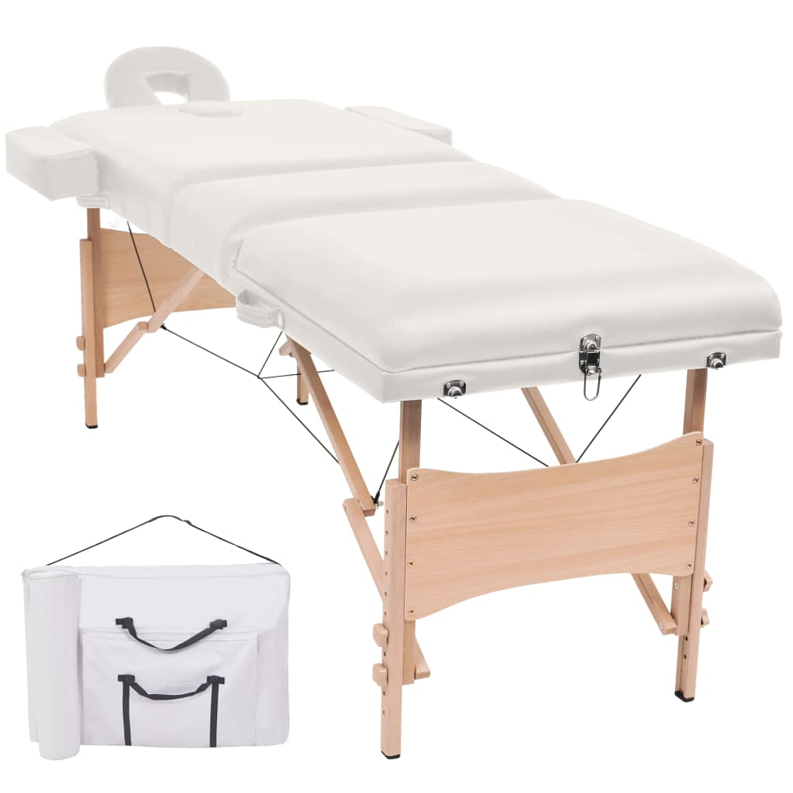 vidaXL Mesa de massagens dobrável 3 zonas 10 cm espessura branco 2