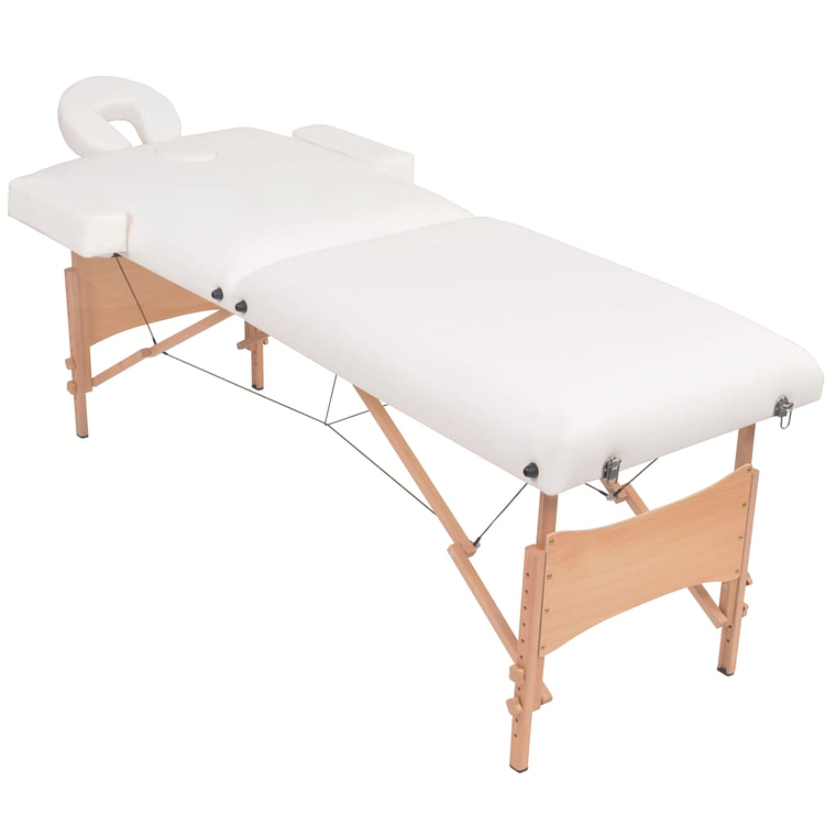 vidaXL Mesa massagem dobrável 2 zonas + banco 10 cm espessura branco 1