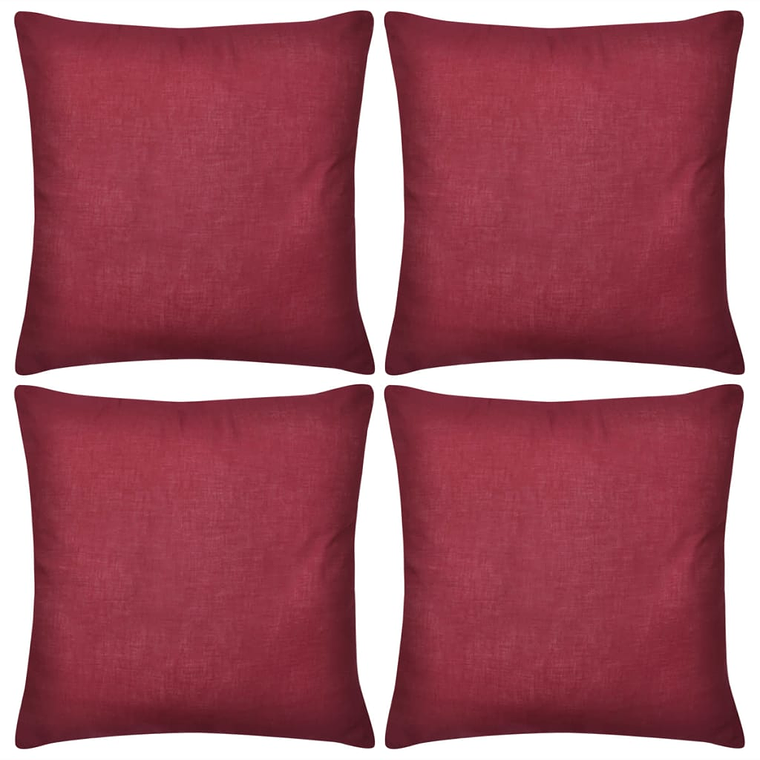 130931 4 Burgundy Cushion Covers Cotton 40 x 40 cm 2
