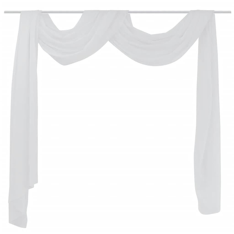 Cortina comprida em voile transparente 140 x 600 cm branco 1