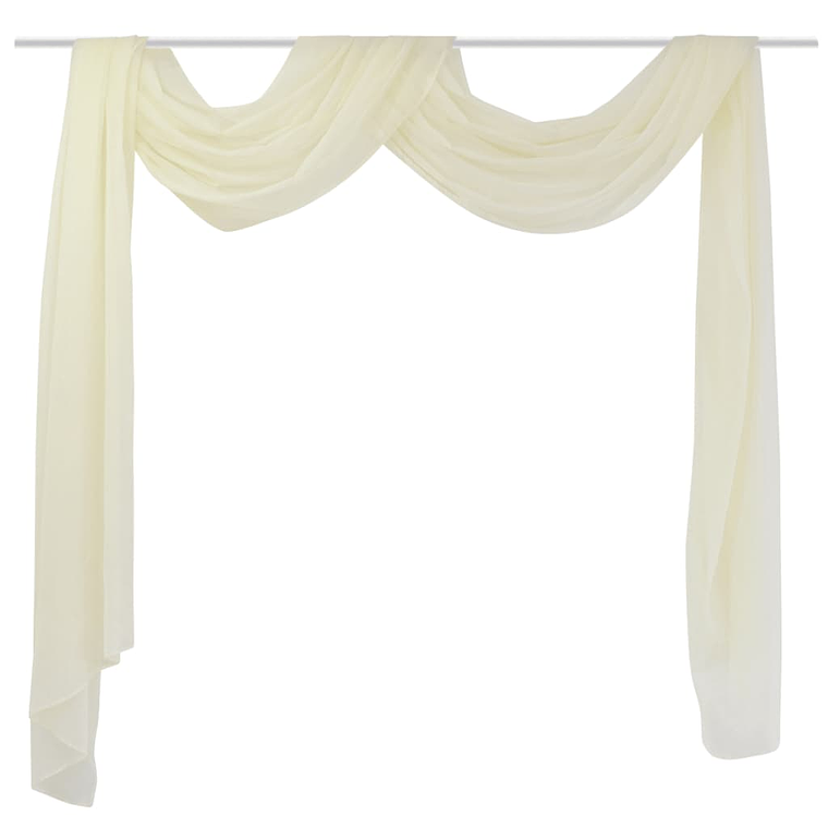 Cortina comprida em voile transparente 140 x 600 cm creme 2