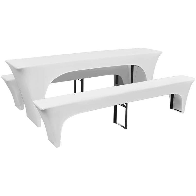 Conjunto 3 capas para mesa e bancos de bar, branco 220 x 50 x 80 cm 1