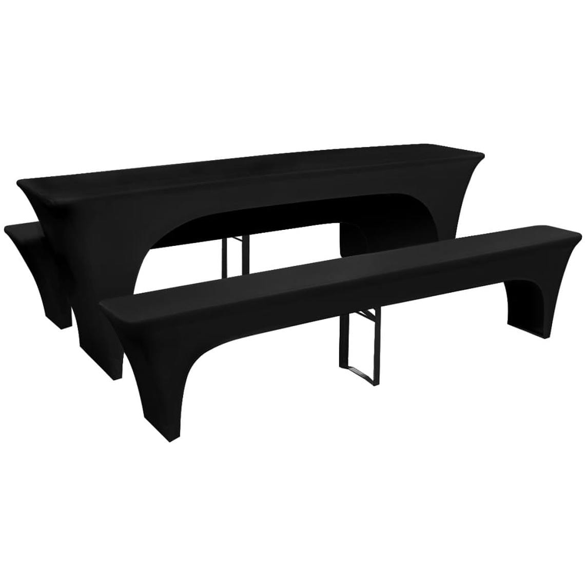 Conjunto 3 capas para mesa e bancos de bar, preto 220 x 50 x 80 cm 1