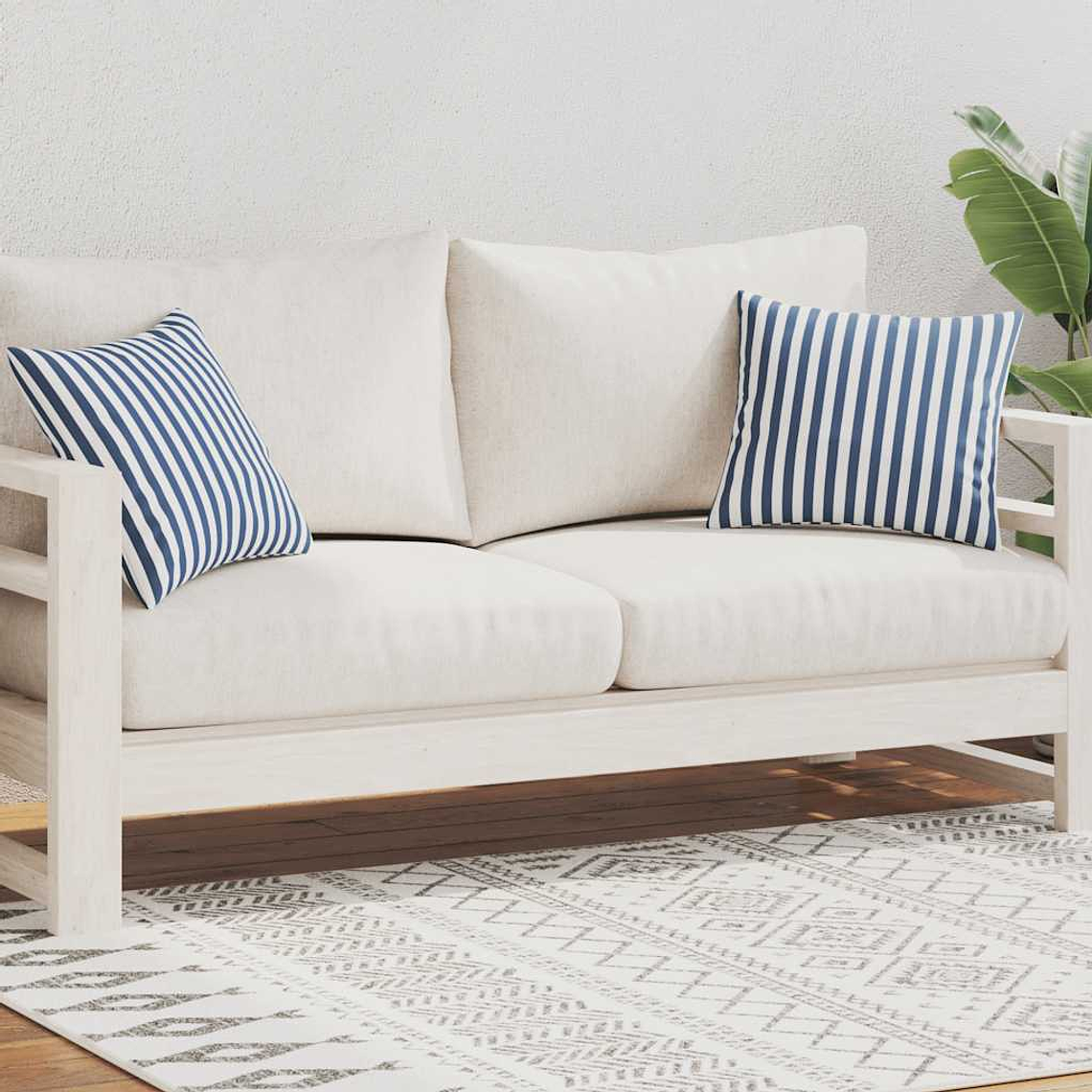 vidaXL Almofadas para exterior 2 pcs 45x45 cm riscas azul-marinho 1