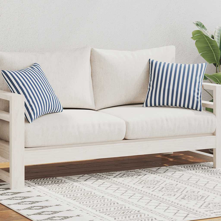 vidaXL Almofadas para exterior 2 pcs 45x45 cm riscas azul-marinho 1