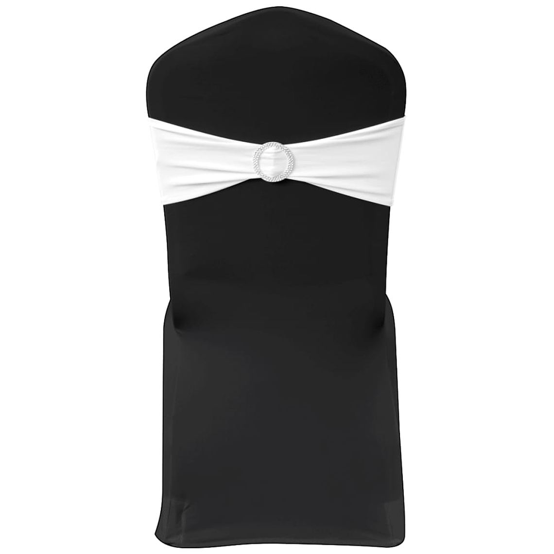 Banda decorativa para cadeira, elástico, em branco com fivela diamante 1