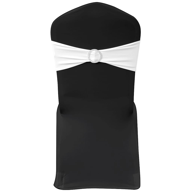 Banda decorativa para cadeira, elástico, em branco com fivela diamante 1