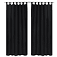 Cortinas de cetim com laços, 2 pcs, preto 140 x 225 cm - Thumbnail 2