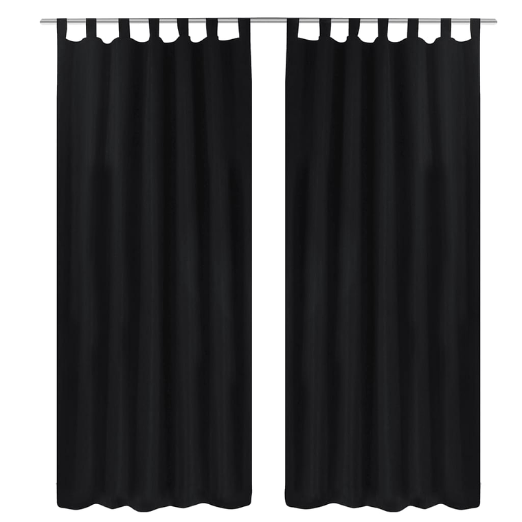 Cortinas de cetim com laços, 2 pcs, preto 140 x 245 cm 2