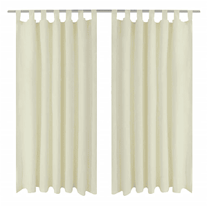 Cortinas de cetim com laços, 2 pcs, creme 140 x 225 cm