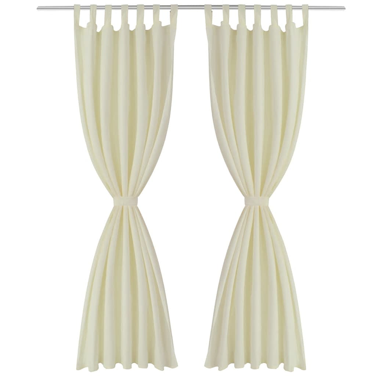 Cortinas de cetim com presilhas, 2 pcs, 140 x 245 cm, creme 1