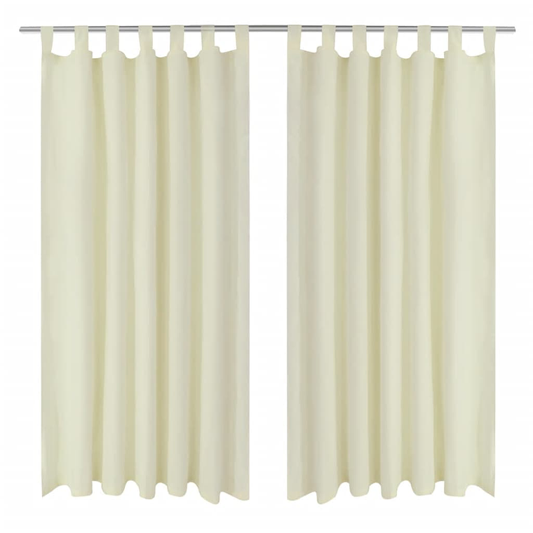 Cortinas de cetim com presilhas, 2 pcs, 140 x 245 cm, creme 2
