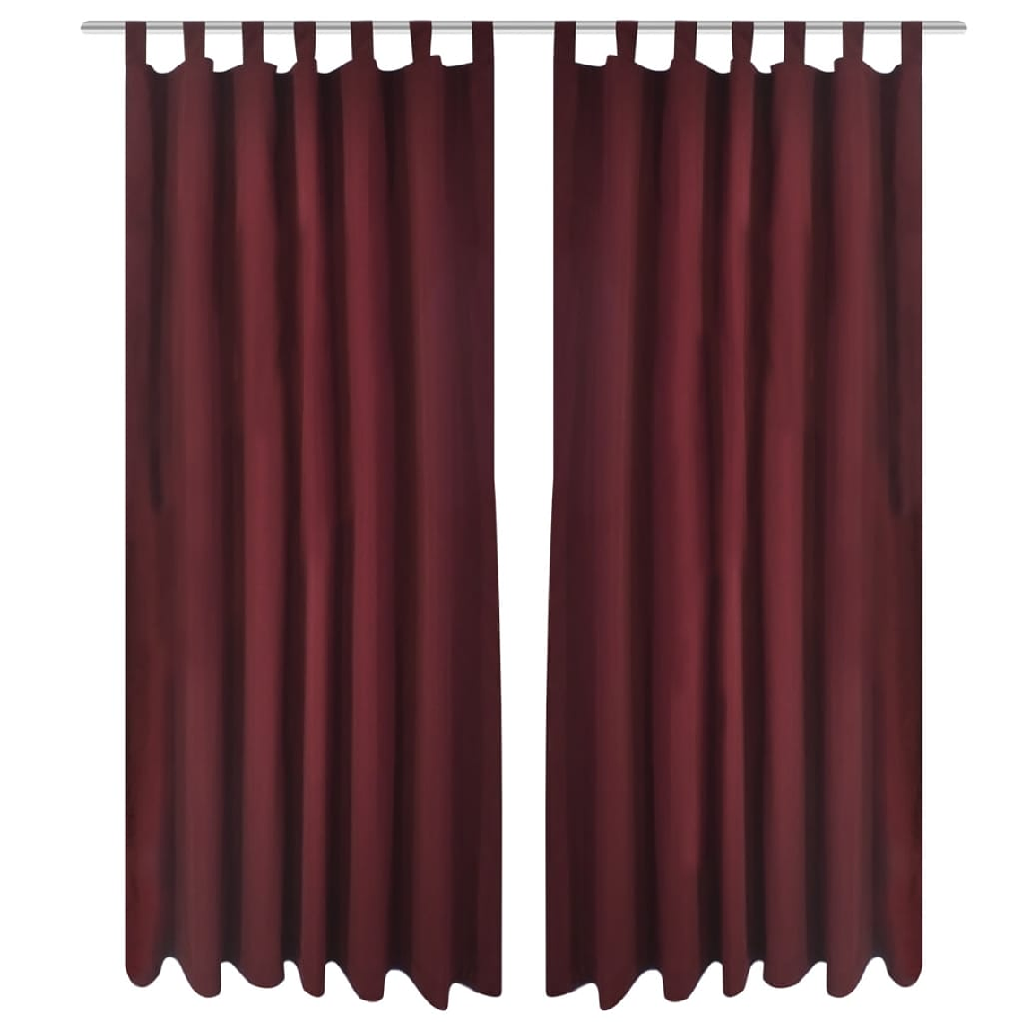 Cortinas de cetim com laços 2 pcs 140 x 245 cm bordô 2