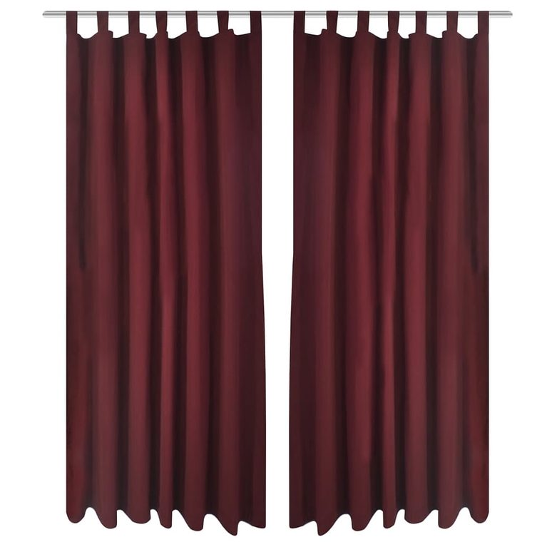 Cortinas de cetim com laços 2 pcs 140 x 245 cm bordô 2