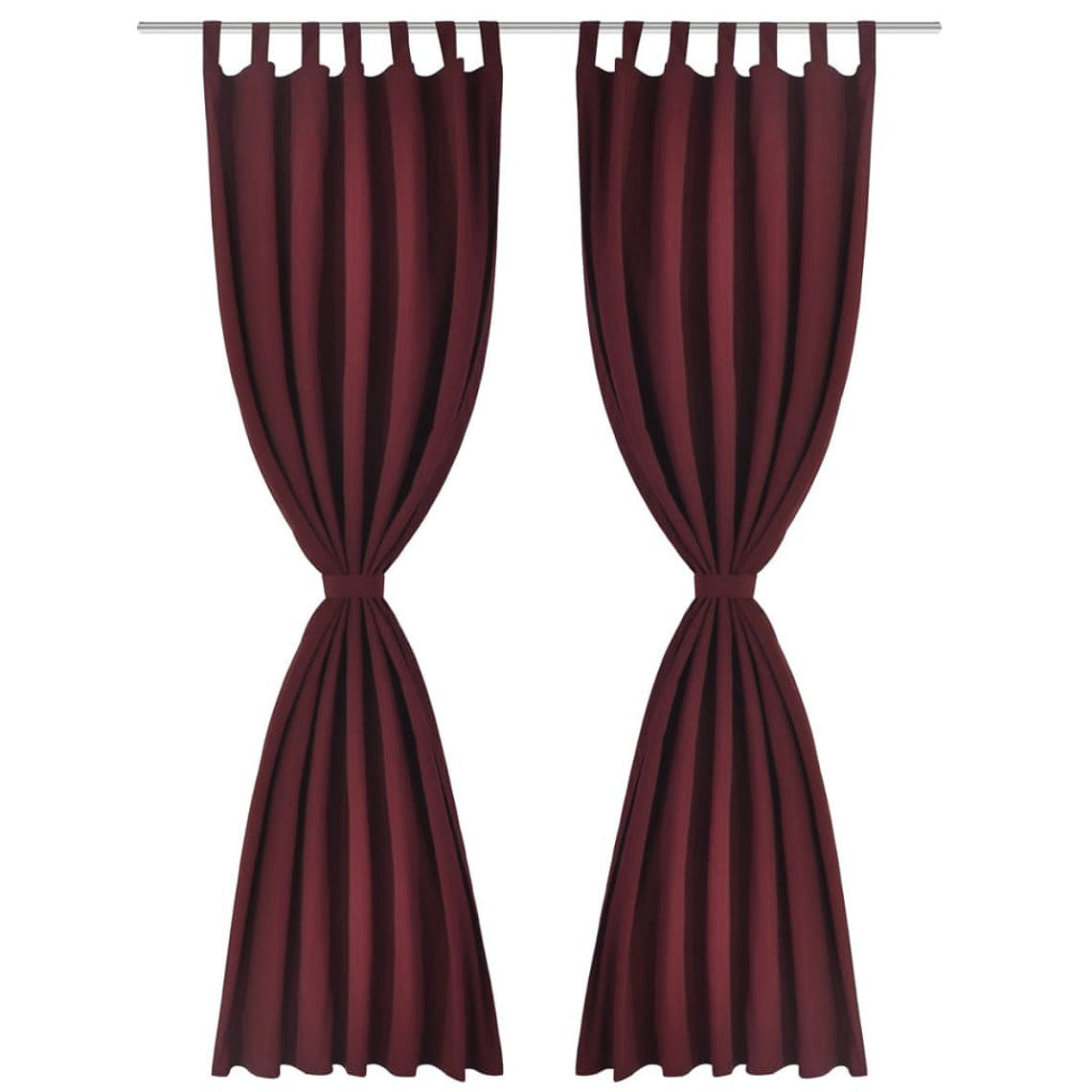 Cortinas de cetim com laços, 2 pcs, bordô, 140 x 245 cm 1
