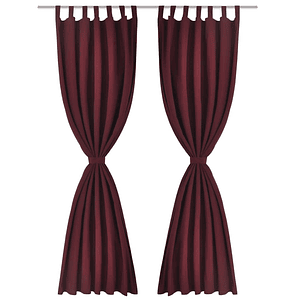 Cortinas de cetim com laços, 2 pcs, bordô, 140 x 245 cm