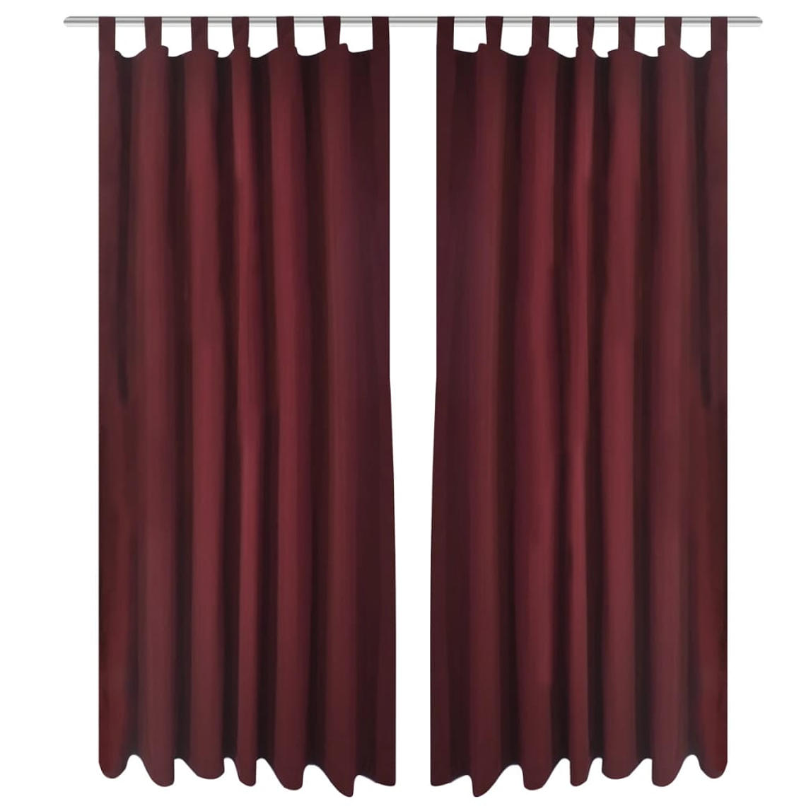 Cortinas de cetim com laços, 2 pcs, bordô, 140 x 245 cm 2