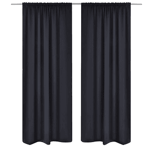 Cortinas pretas blackout 2 peças 135 x 245 cm