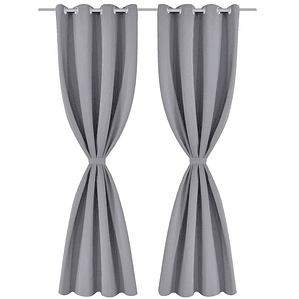 Cortinas opacas com anéis metálicos, cinzento, 2 pcs,135 x 245 cm