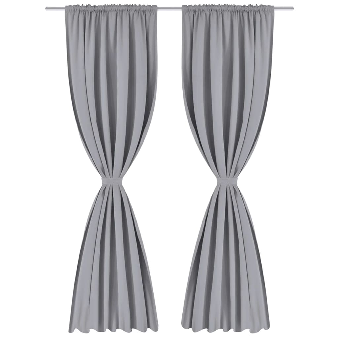 2 pcs cortinas opacas com barra de franzir 135 x 245 cm cinzento 1