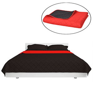 vidaXL Colcha dupla face acolchoada 170x210 cm vermelho e preto