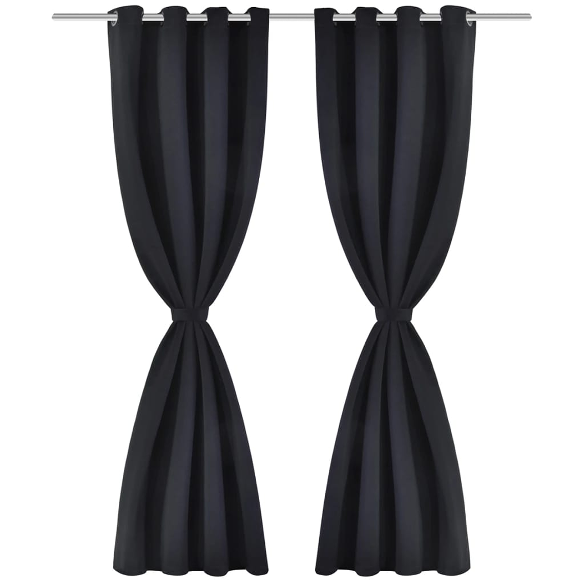 vidaXL Cortinas blackout 2 pcs com ilhós de metal 135x175 cm preto 1