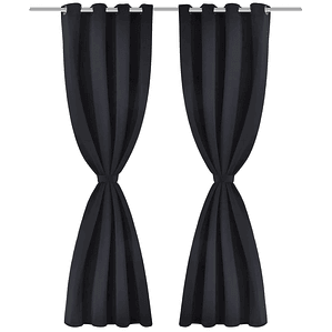 vidaXL Cortinas blackout 2 pcs com ilhós de metal 135x175 cm preto
