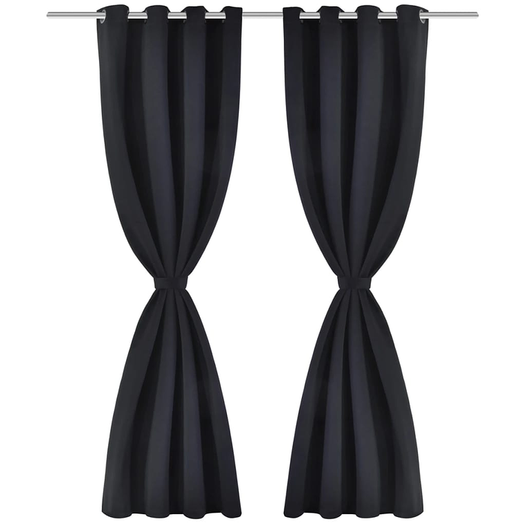 vidaXL Cortinas blackout 2 pcs com ilhós de metal 135x175 cm preto 1