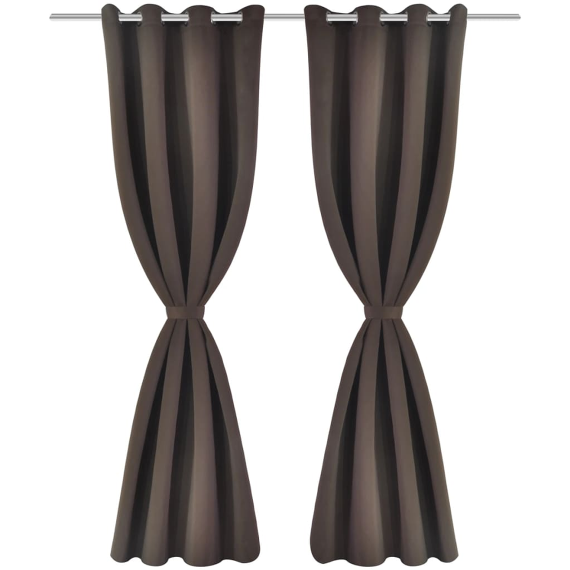 vidaXL Cortinas blackout 2 pcs com ilhós de metal 135x175 cm castanho 1