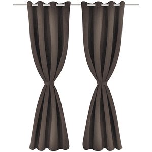 vidaXL Cortinas blackout 2 pcs com ilhós de metal 135x175 cm castanho