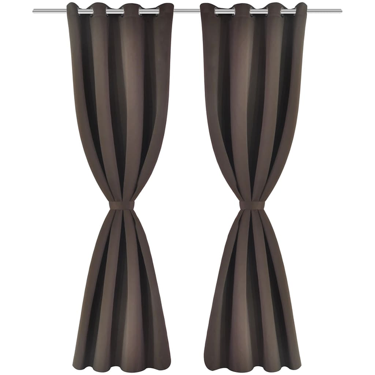 vidaXL Cortinas blackout 2 pcs com ilhós de metal 135x175 cm castanho 1