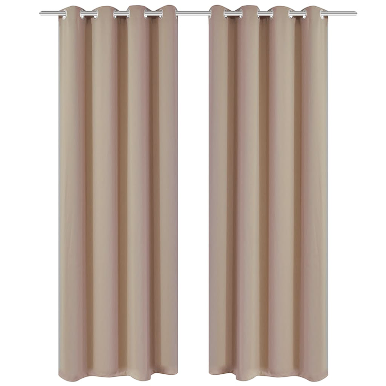 vidaXL Cortinas blackout 2 pcs com ilhós de metal 135x175 cm creme 2