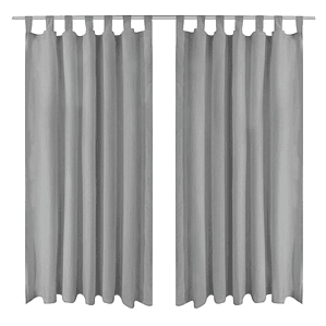 vidaXL Cortinas de cetim com presilhas 2 pcs 140x175 cm cinzento