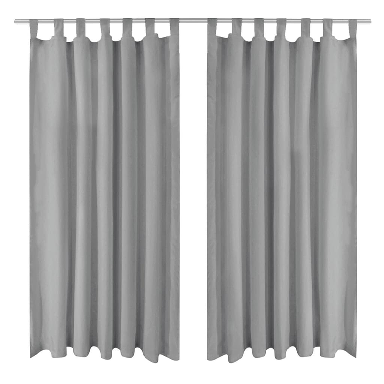 vidaXL Cortinas de cetim com presilhas 2 pcs 140x175 cm cinzento 1
